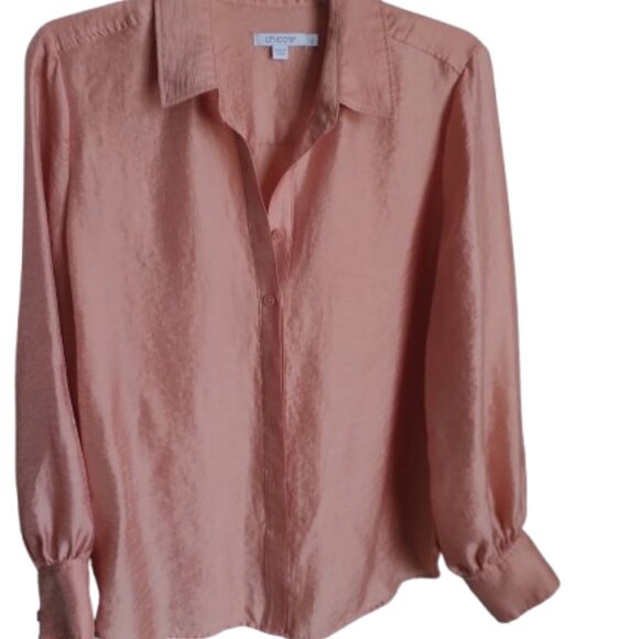 ☀️ Chico’s Salmon Gold Shimmer Blouse - Picture 4 of 5